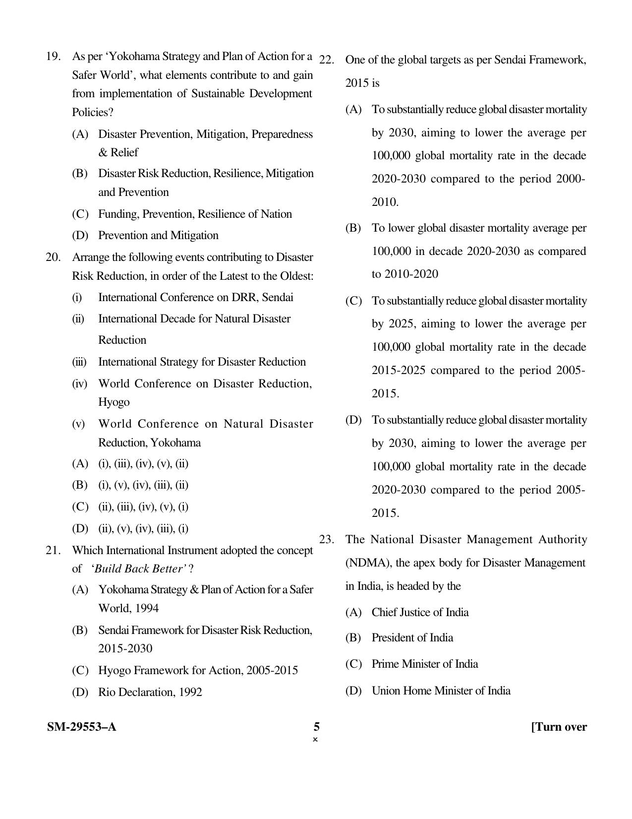 KUET 2023 M.Sc. Disaster Management Question Paper - Page 5