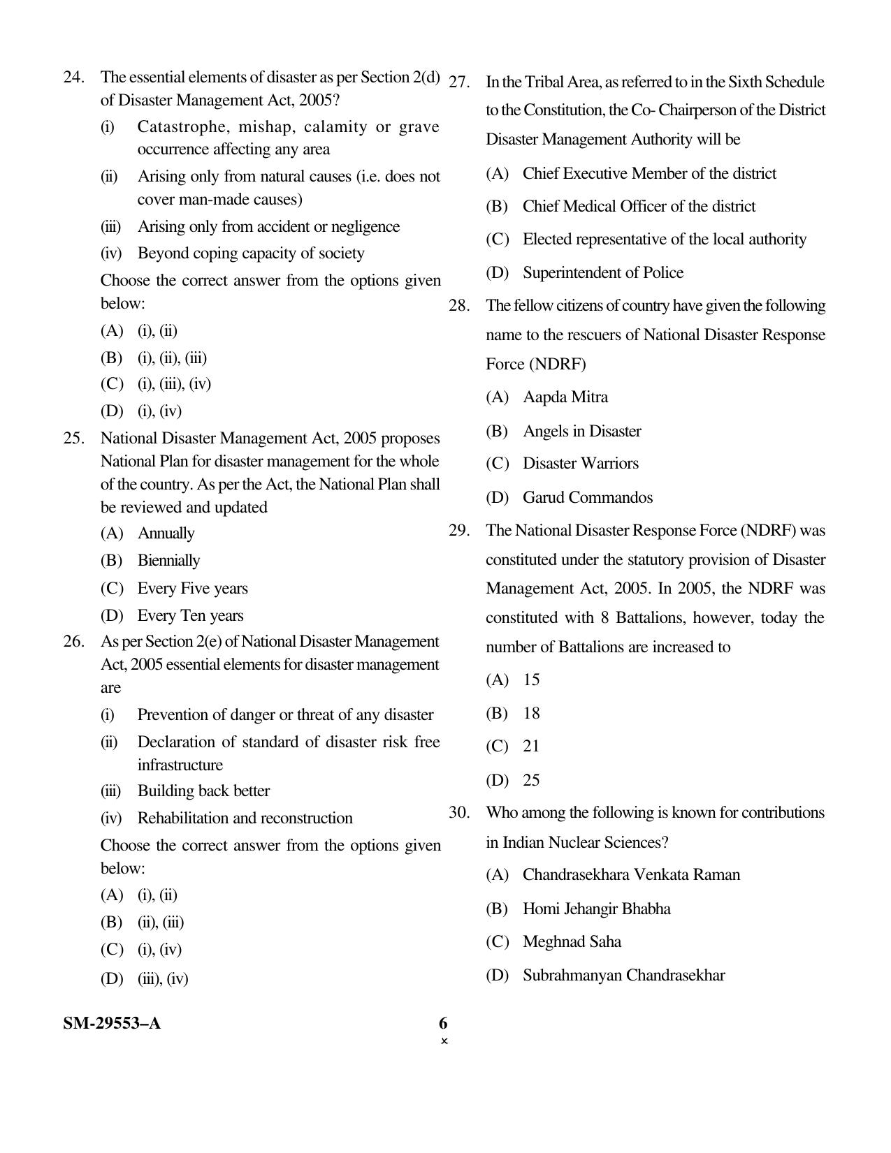 KUET 2023 M.Sc. Disaster Management Question Paper - Page 6