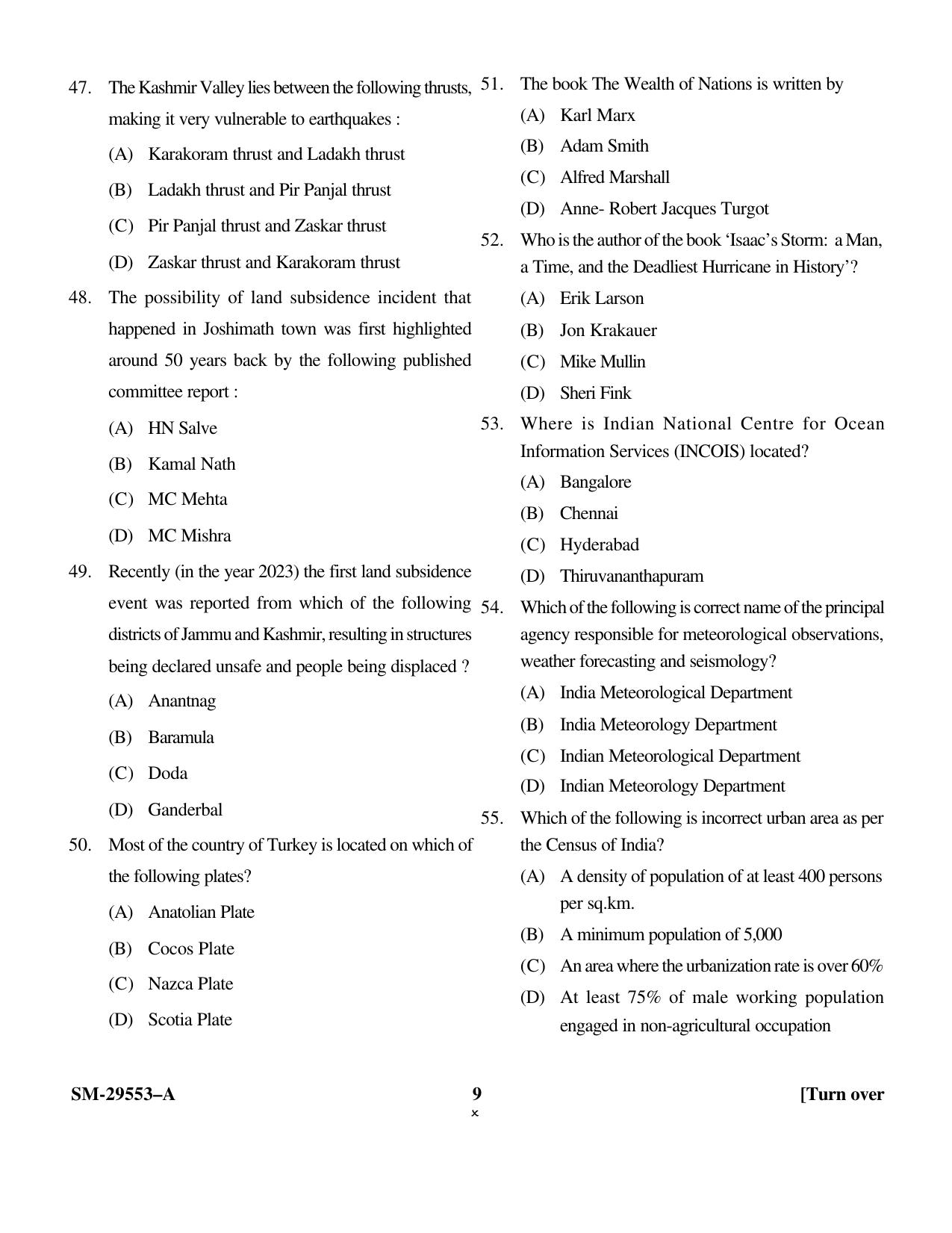 KUET 2023 M.Sc. Disaster Management Question Paper - Page 9