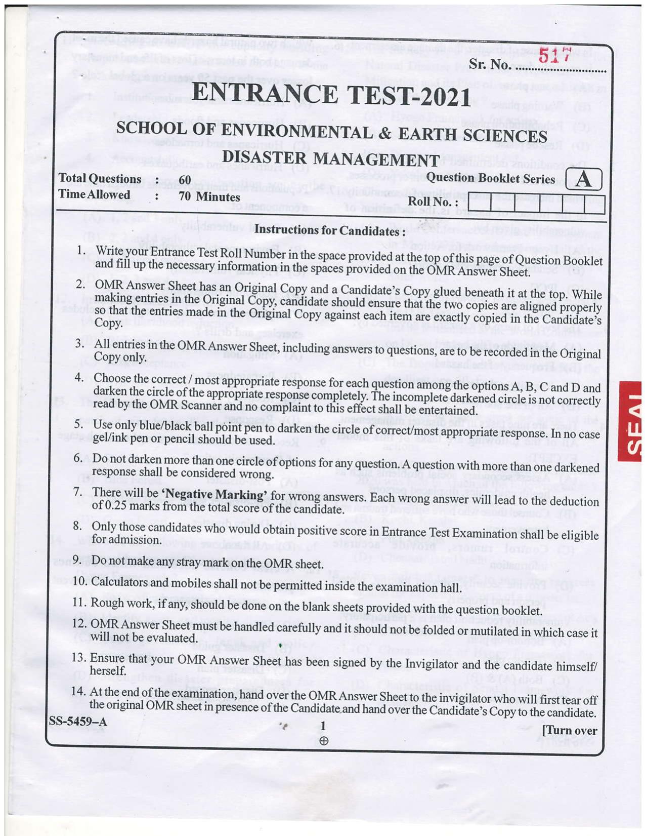 KUET 2023 M.Sc. Disaster Management Question Paper - Page 13