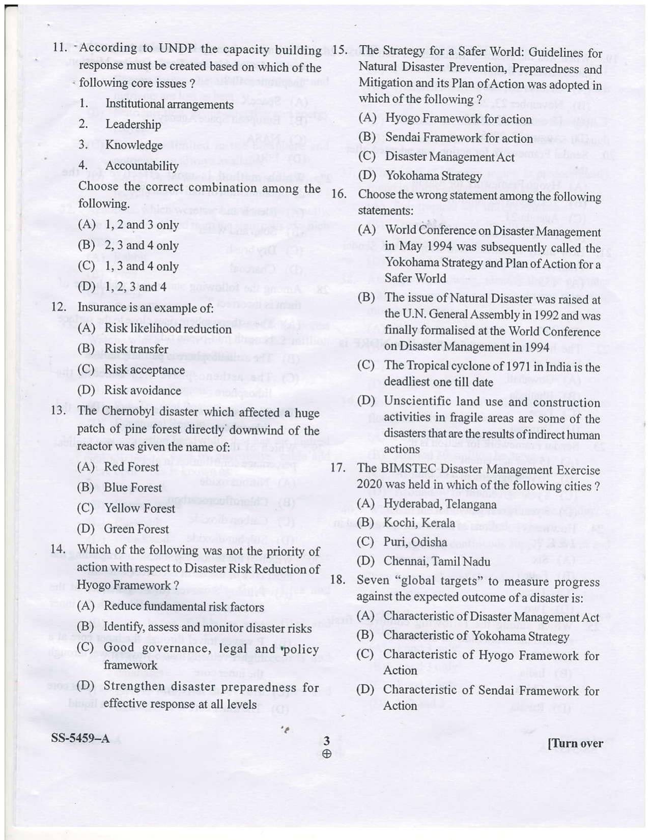 KUET 2023 M.Sc. Disaster Management Question Paper - Page 15