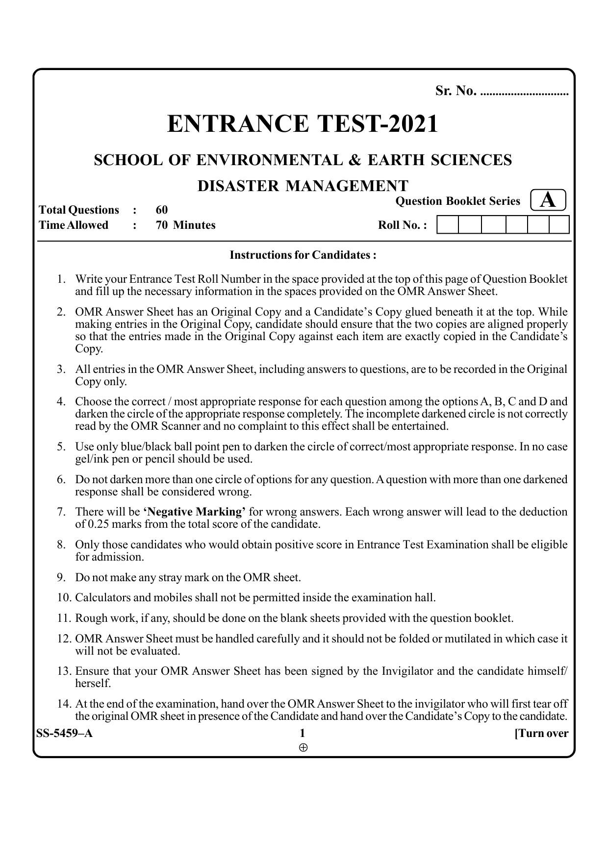 KUET 2023 M.Sc. Disaster Management Question Paper - Page 20