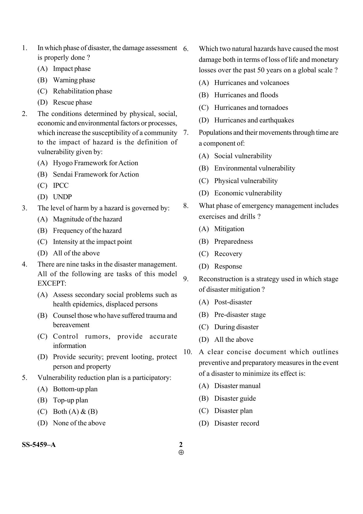 KUET 2023 M.Sc. Disaster Management Question Paper - Page 21
