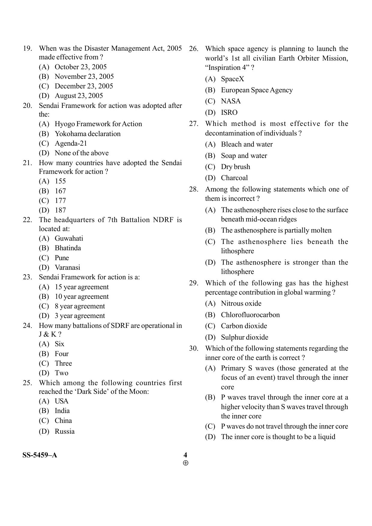 KUET 2023 M.Sc. Disaster Management Question Paper - Page 23