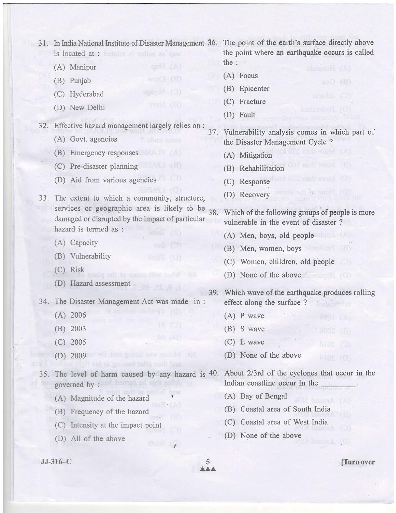 KUET 2023 M.Sc. Disaster Management Question Paper - Page 32