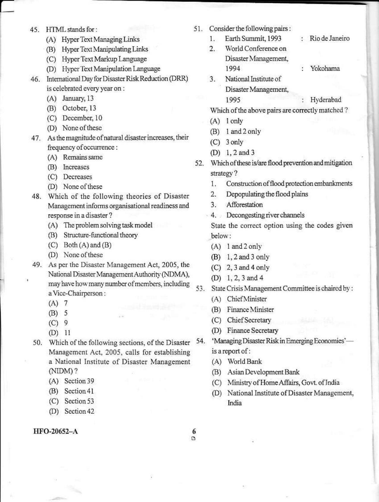 KUET 2023 M.Sc. Disaster Management Question Paper - Page 39