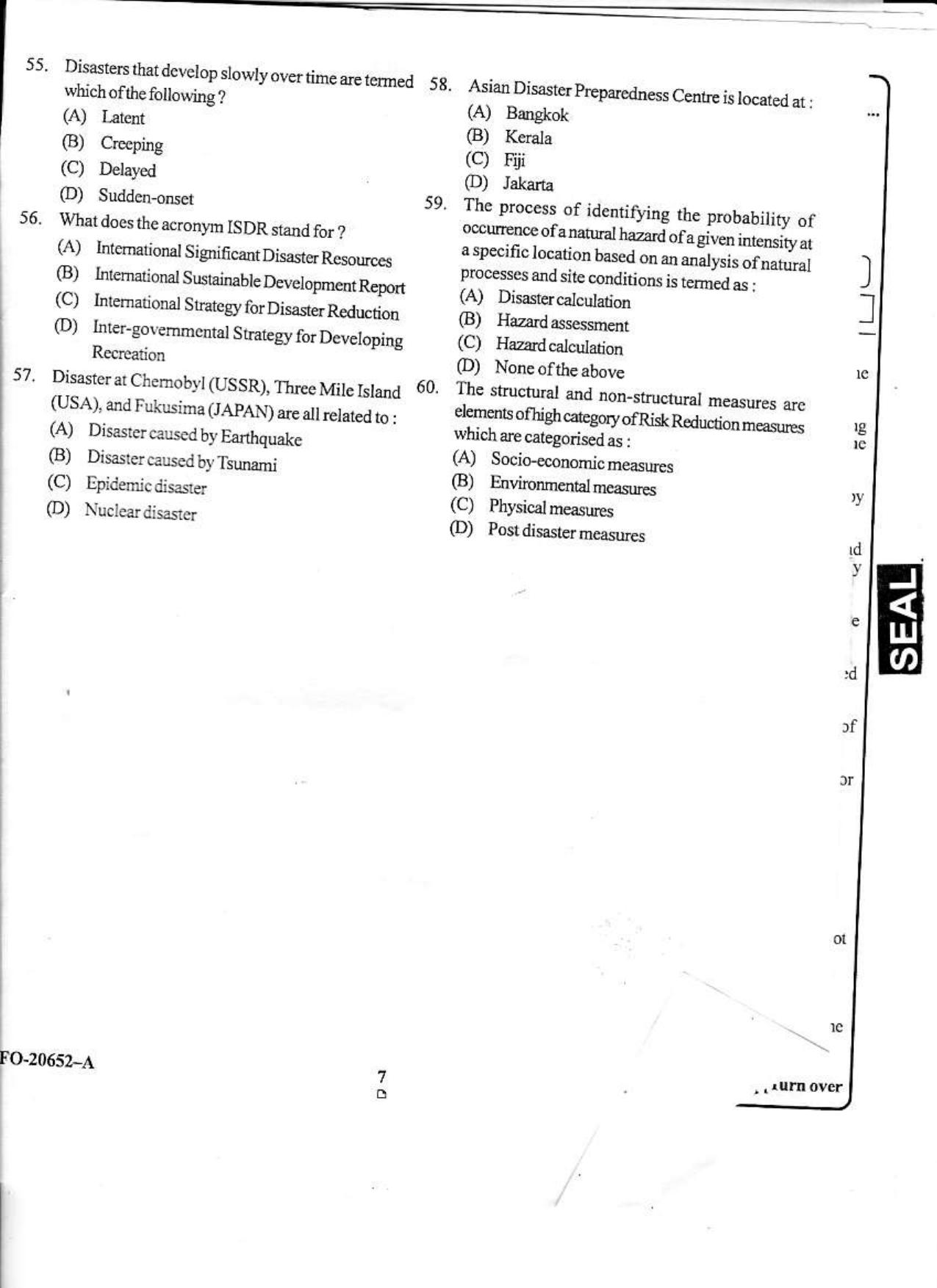 KUET 2023 M.Sc. Disaster Management Question Paper - Page 40