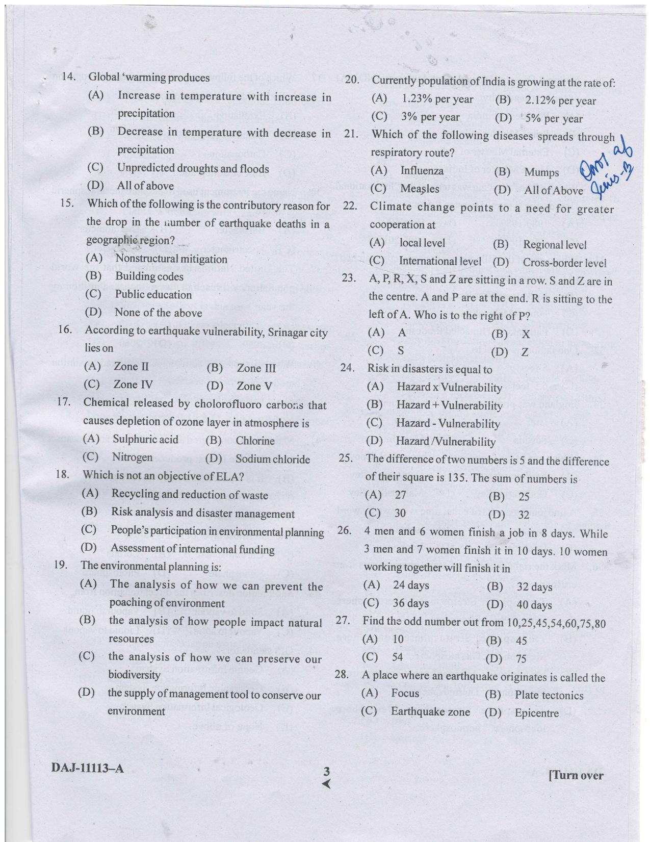 KUET 2023 M.Sc. Disaster Management Question Paper - Page 49
