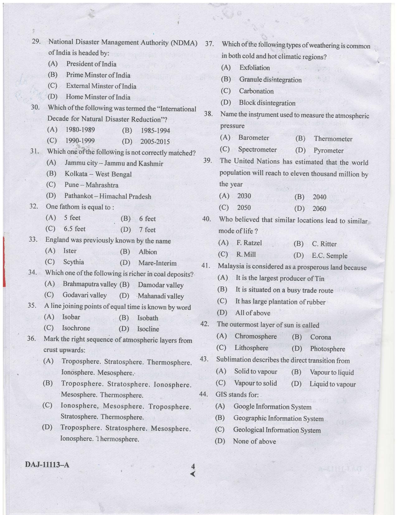 KUET 2023 M.Sc. Disaster Management Question Paper - Page 50