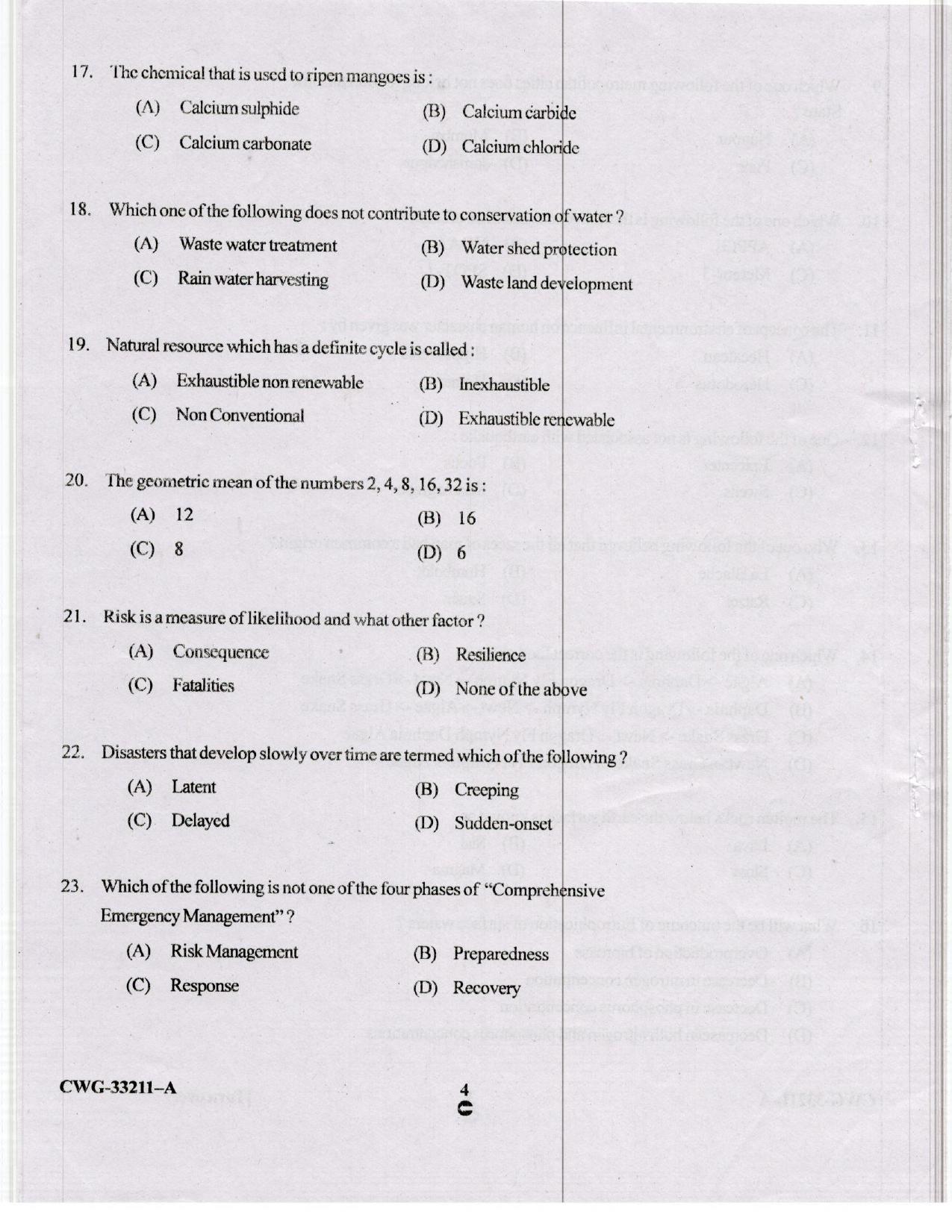 KUET 2023 M.Sc. Disaster Management Question Paper - Page 55