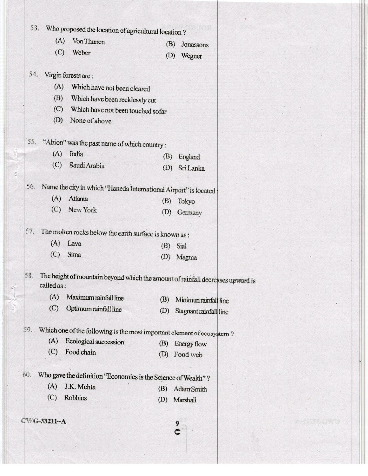 KUET 2023 M.Sc. Disaster Management Question Paper - Page 60