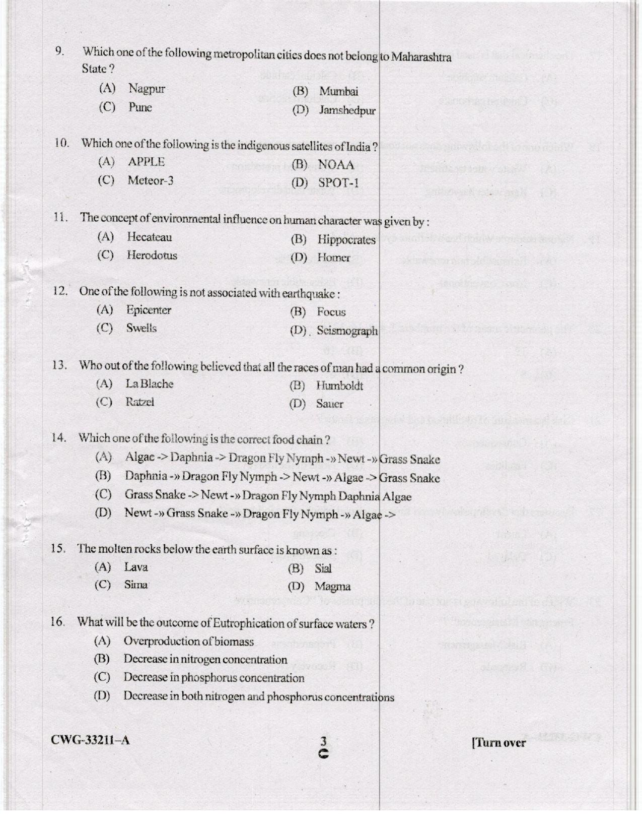 KUET 2023 M.Sc. Disaster Management Question Paper - Page 64