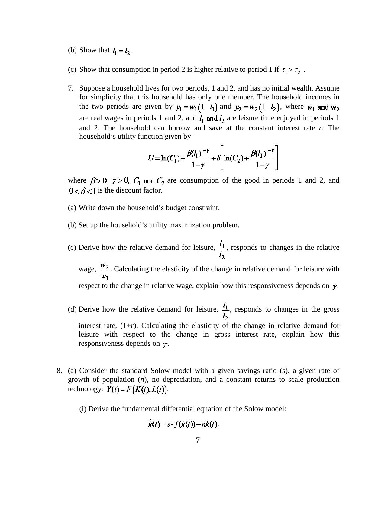 ISI Admission Test JRF in Quantitative Economics QEB 2015 Sample Paper - Page 8