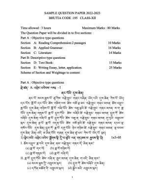 CBSE Class 12 Bhutia Sample Paper 2023