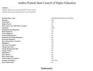 AP EAPCET 2022 - 04th July 2022 - ENGINEERING Answer Key With Preliminary Keys Shift 1