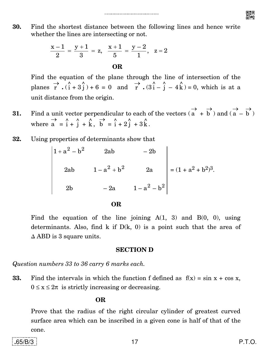 CBSE Class 12 65-C-3 - Mathematics 2020 Compartment Question Paper - Page 17