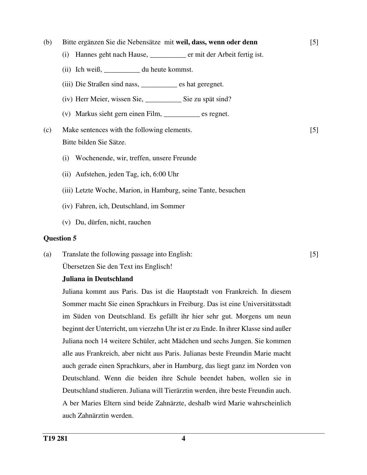 ISC Class 12 2019 German Question Paper - Page 4