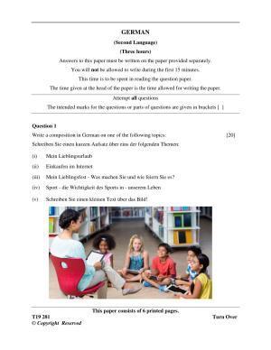 ISC Class 12 2019 German Question Paper