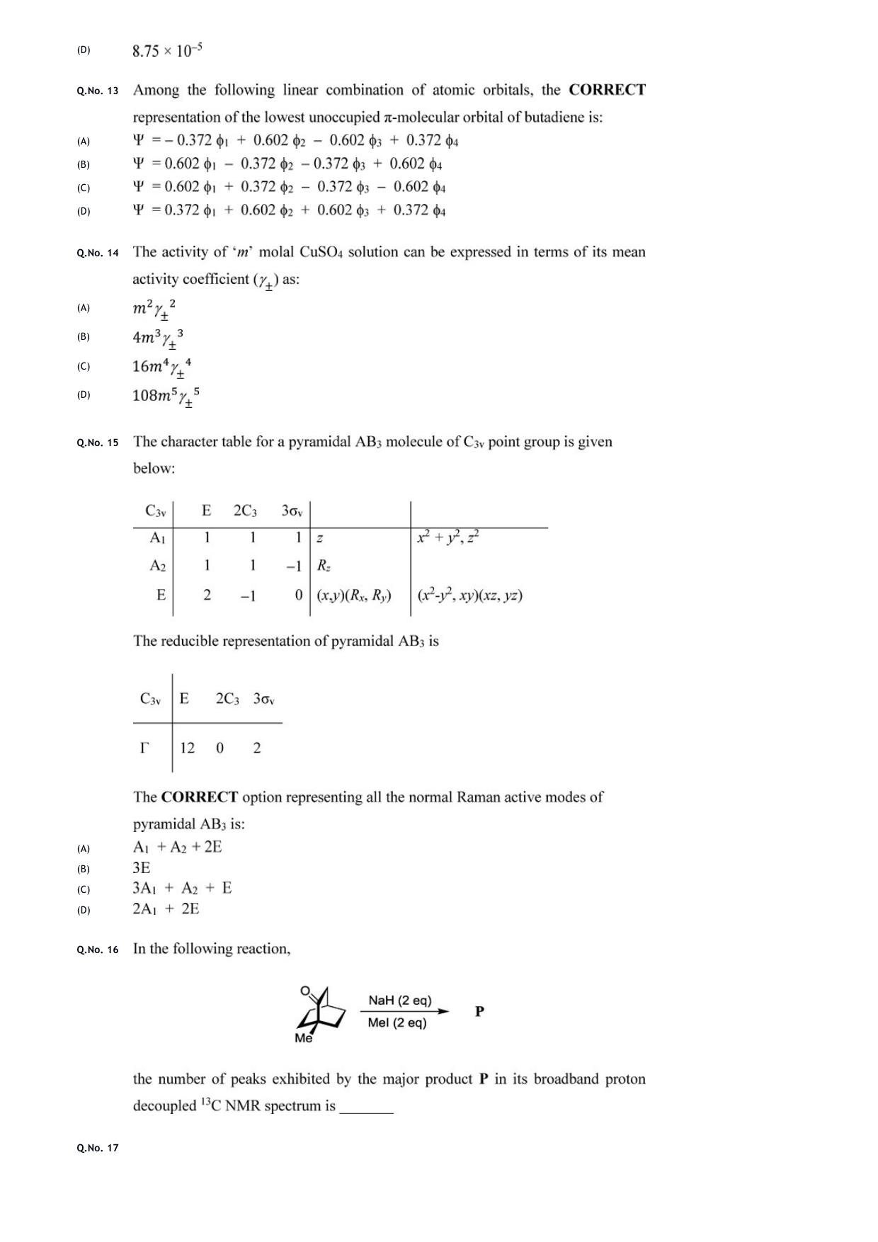 GATE 2020 Chemistry (CY) Question Paper - Page 7