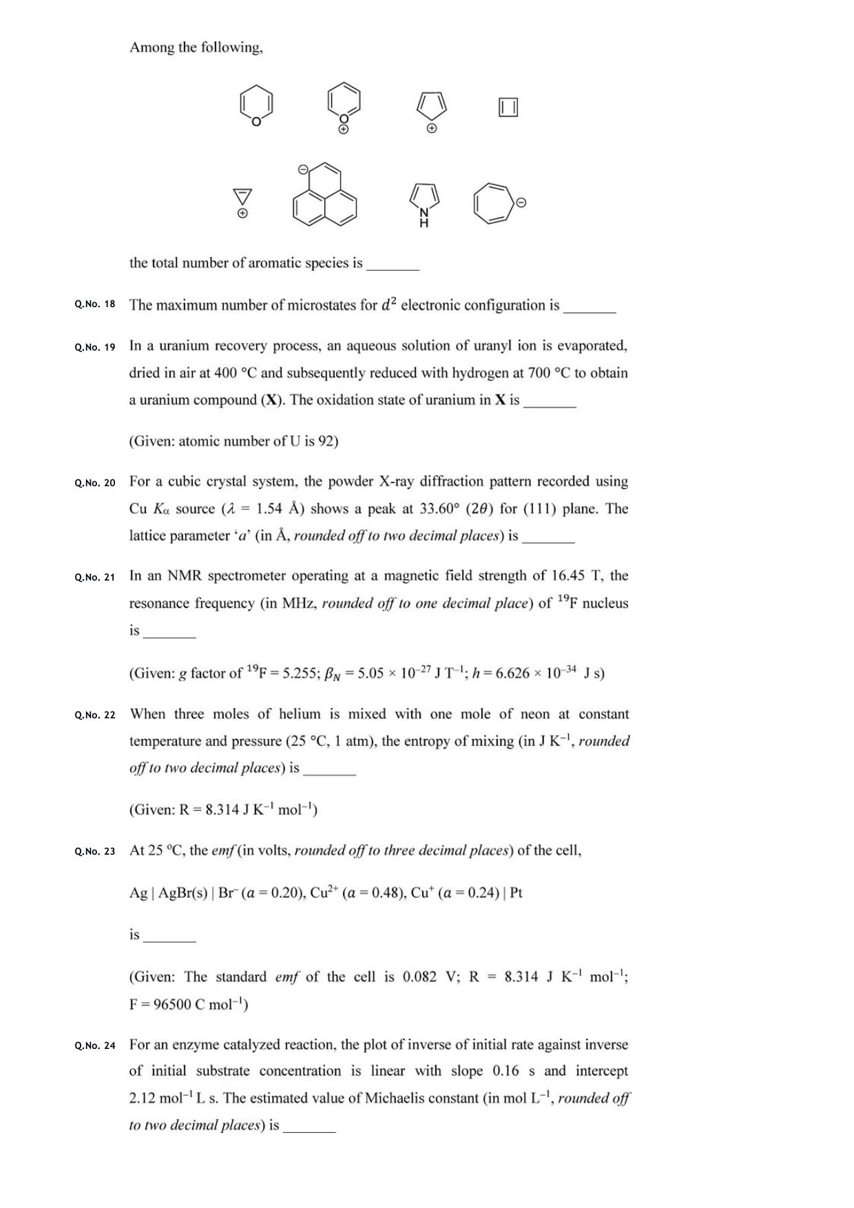 GATE 2020 Chemistry (CY) Question Paper - Page 8