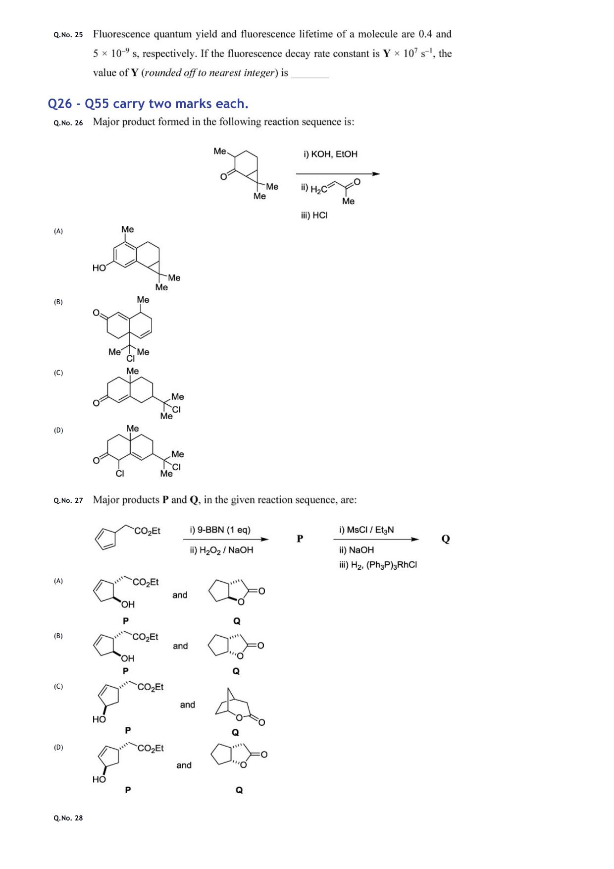 GATE 2020 Chemistry (CY) Question Paper - Page 9