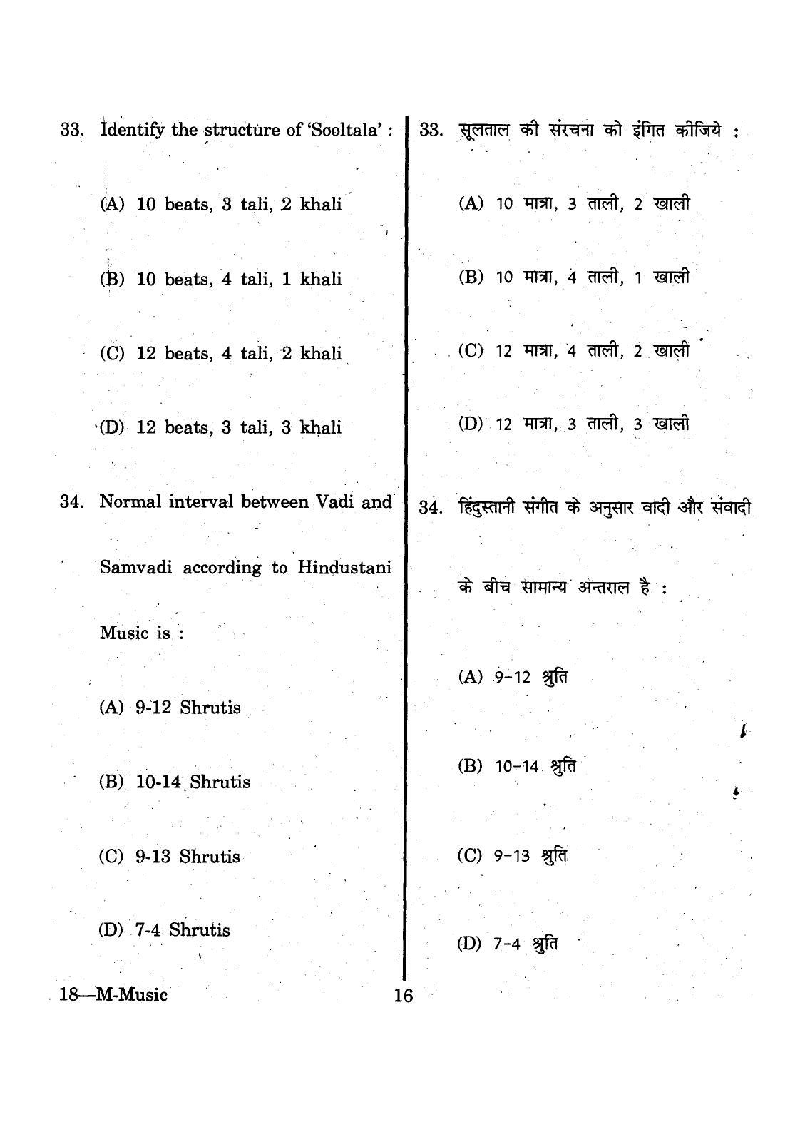 URATPG 2015 M-Music Question Paper - Page 16