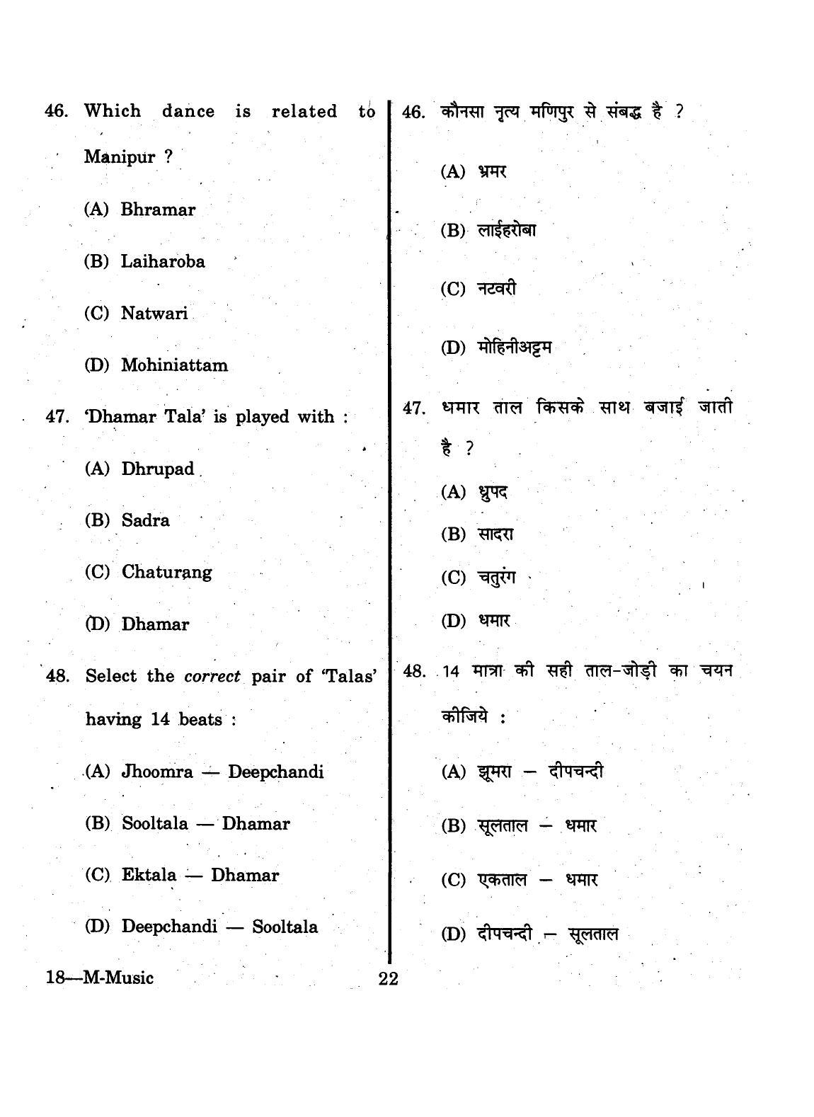 URATPG 2015 M-Music Question Paper - Page 22