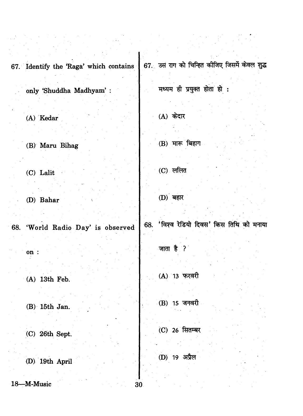 URATPG 2015 M-Music Question Paper - Page 30