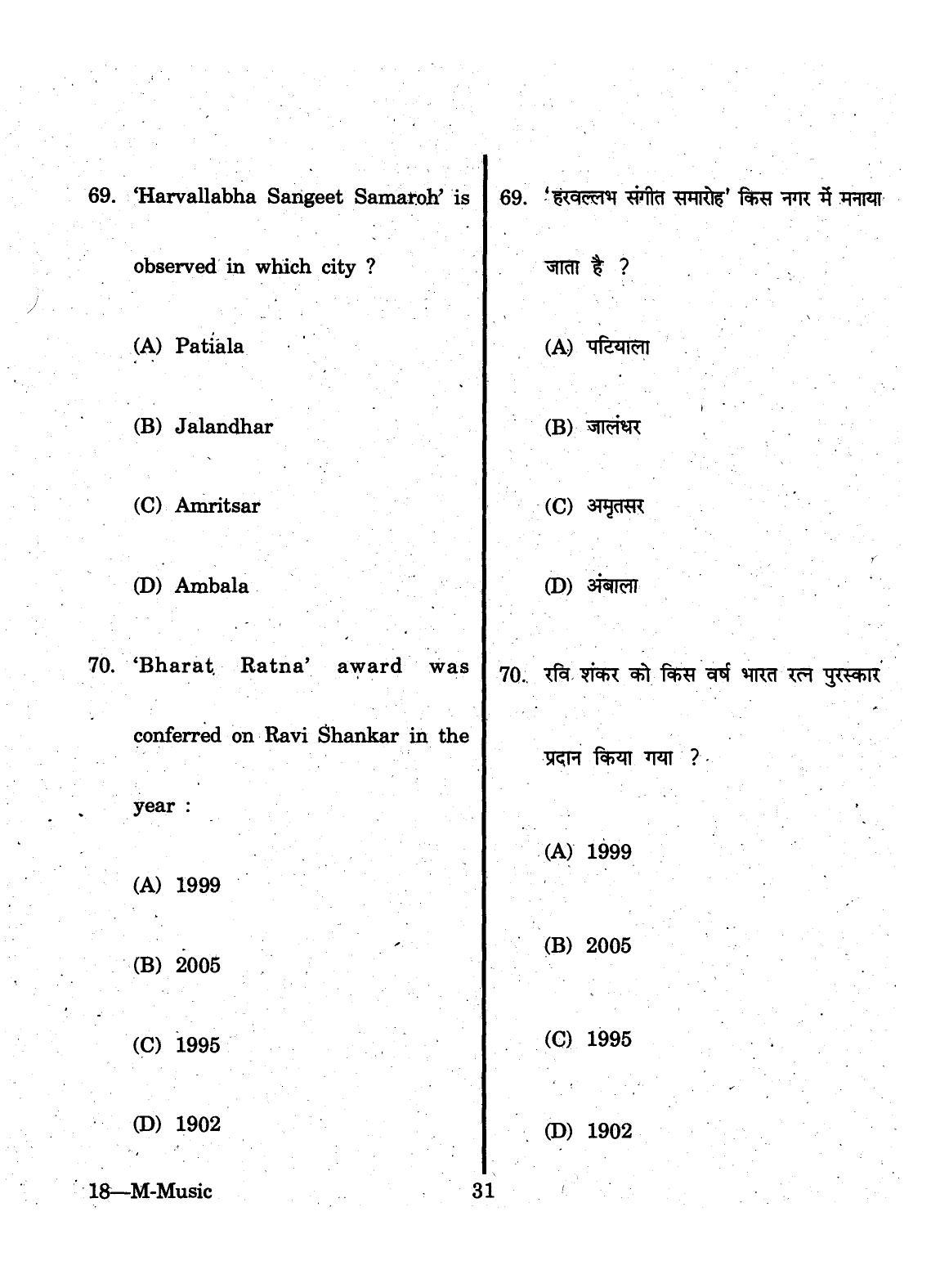 URATPG 2015 M-Music Question Paper - Page 31