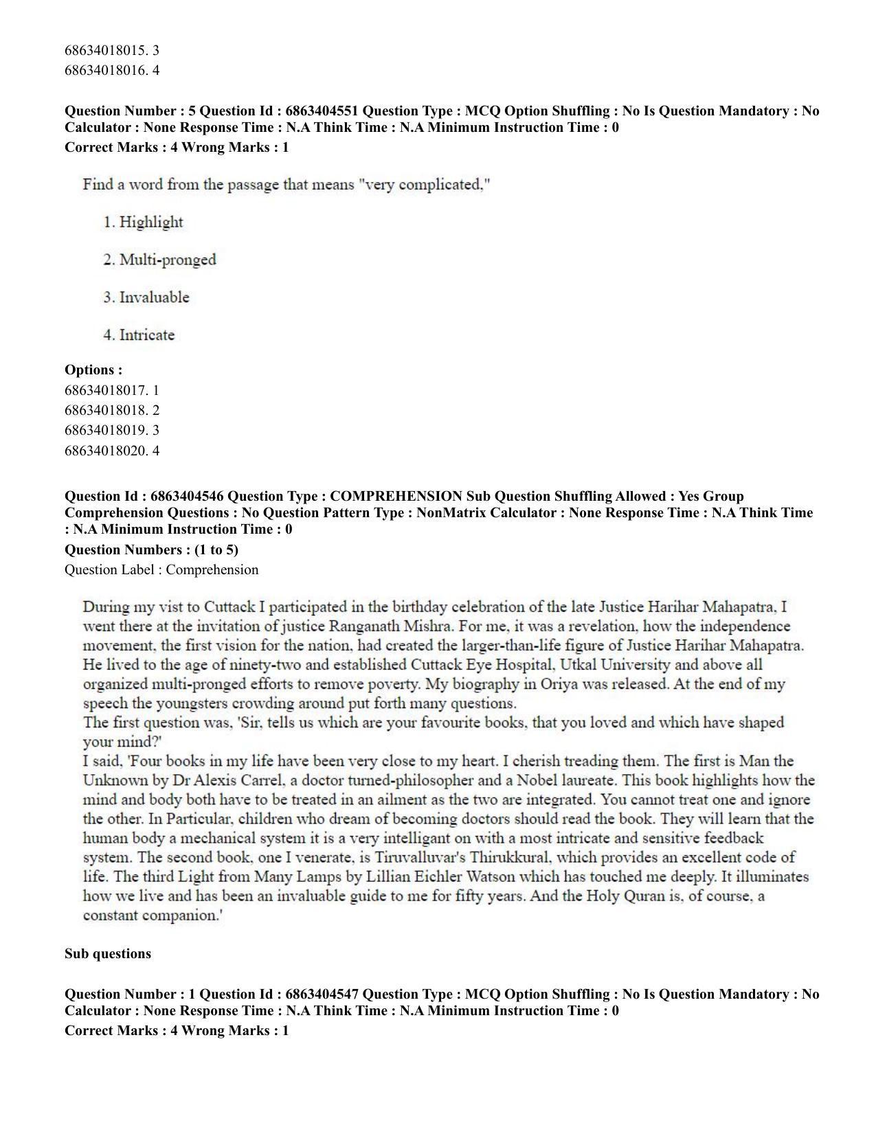 CUET PG 2023: SCQP20 – Medical Laboratory Technology (Eng.) - Shift 1 (5-06-2023) Question Paper - Page 4