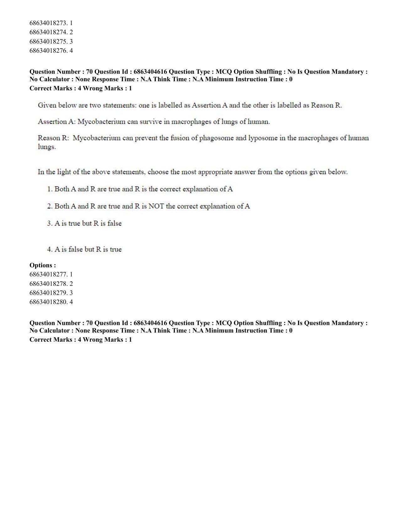 CUET PG 2023: SCQP20 – Medical Laboratory Technology (Eng.) - Shift 1 (5-06-2023) Question Paper - Page 64