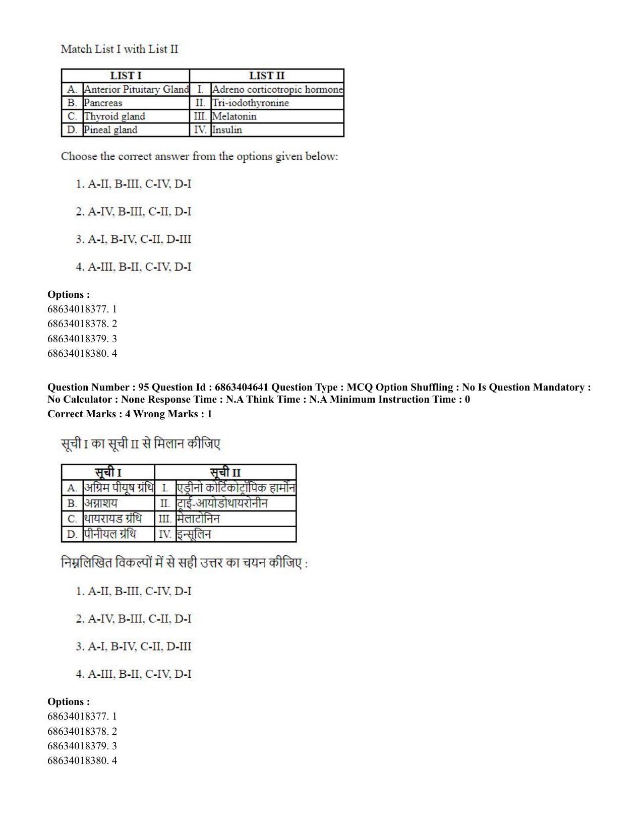 CUET PG 2023: SCQP20 – Medical Laboratory Technology (Eng.) - Shift 1 (5-06-2023) Question Paper - Page 91