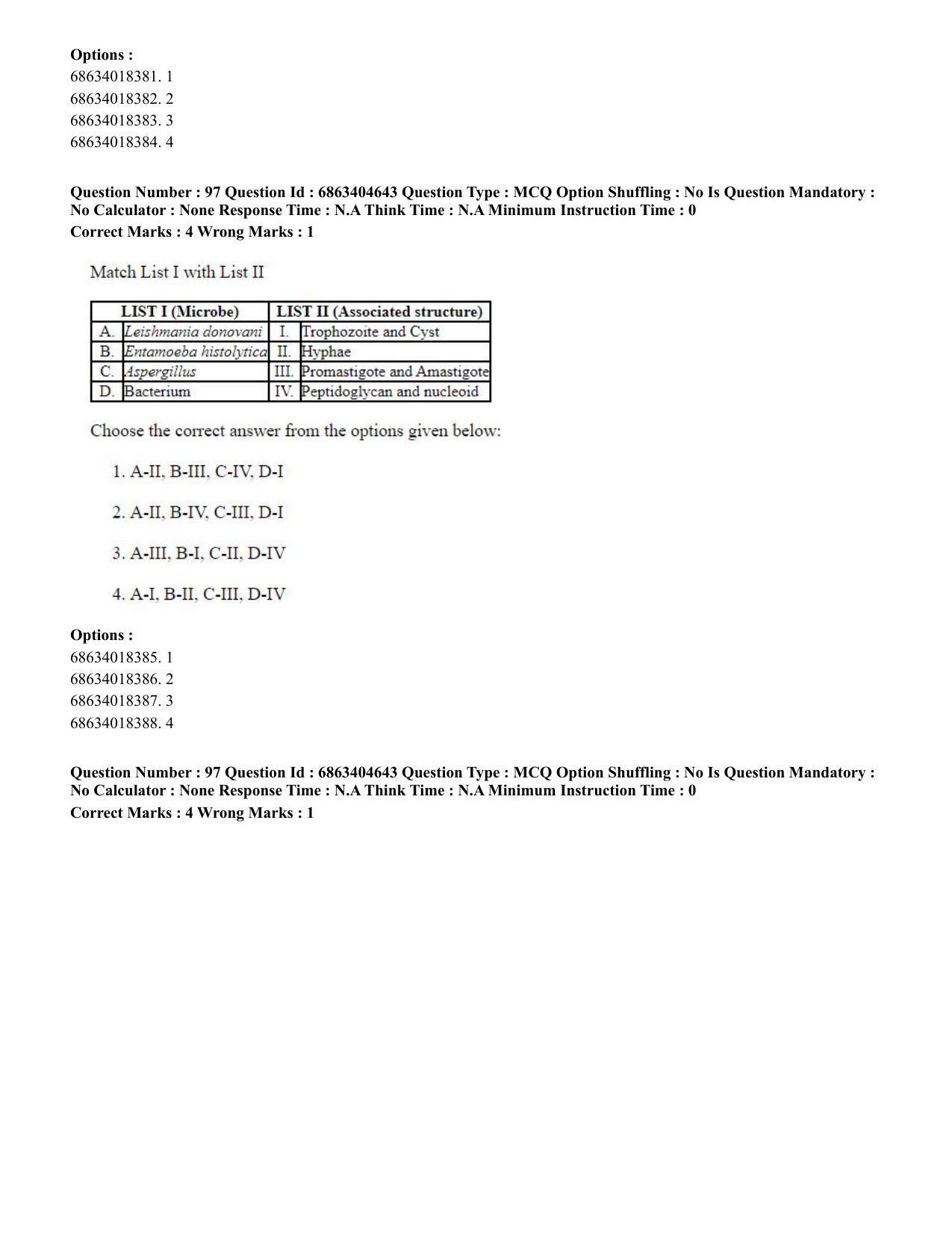 CUET PG 2023: SCQP20 – Medical Laboratory Technology (Eng.) - Shift 1 (5-06-2023) Question Paper - Page 93
