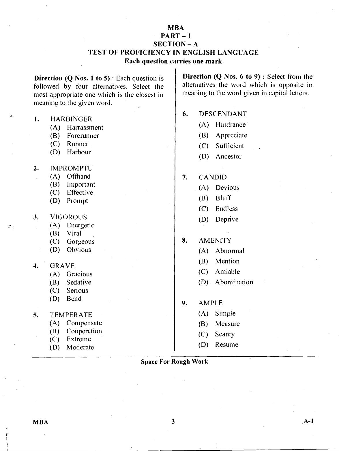 Karnataka PGCET 2017 MBA Question Paper - Page 2