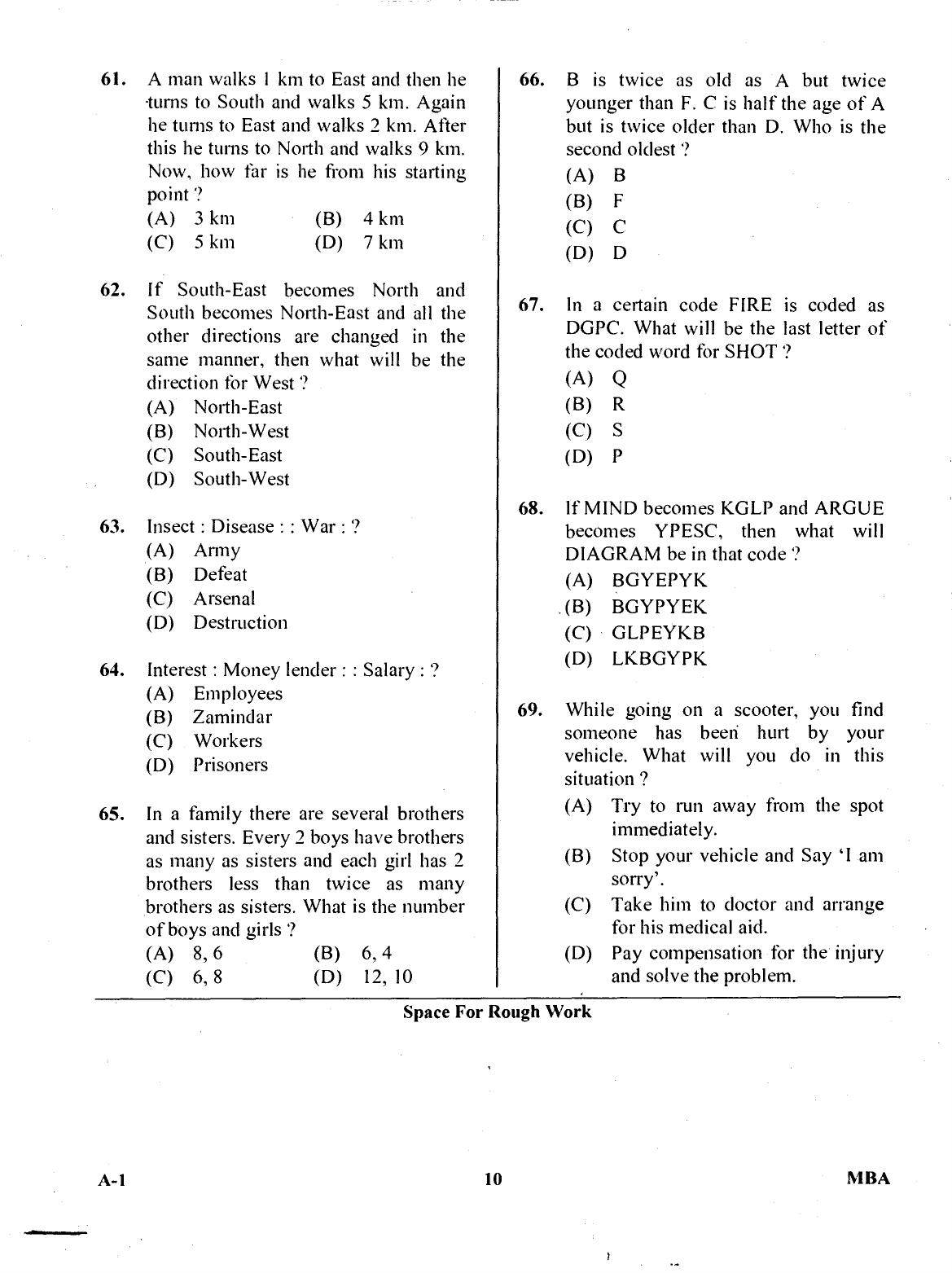 Karnataka PGCET 2017 MBA Question Paper - Page 9