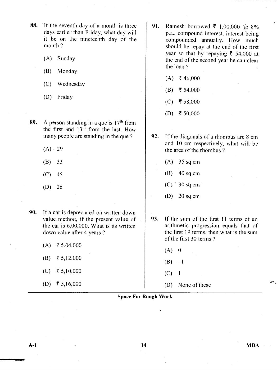 Karnataka PGCET 2017 MBA Question Paper - Page 13