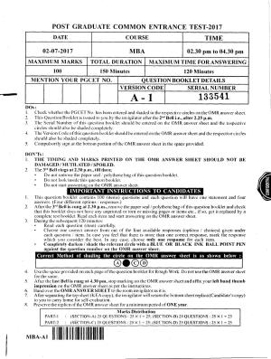 Karnataka PGCET 2017 MBA Question Paper