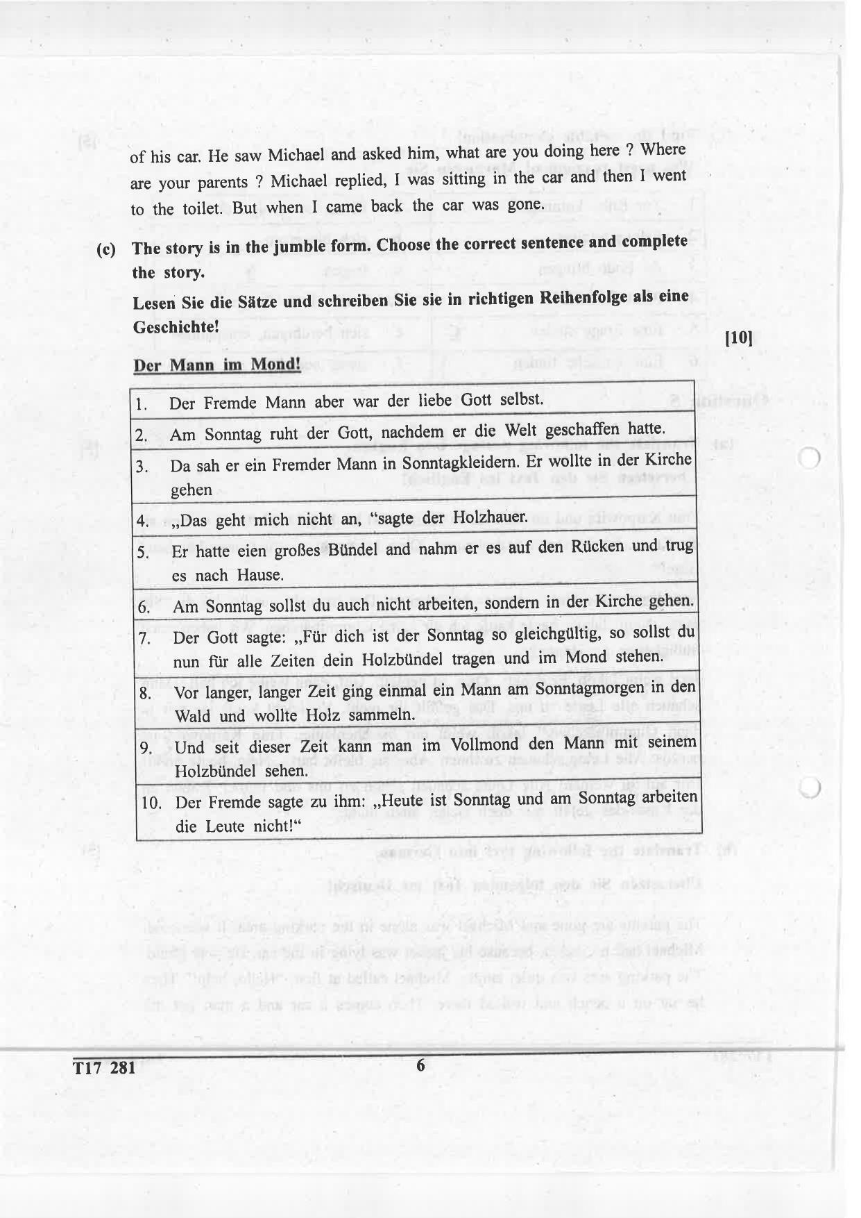 ICSE Class 10 German 2017 Question Paper - Page 6