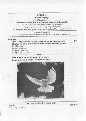 ICSE Class 10 German 2017 Question Paper