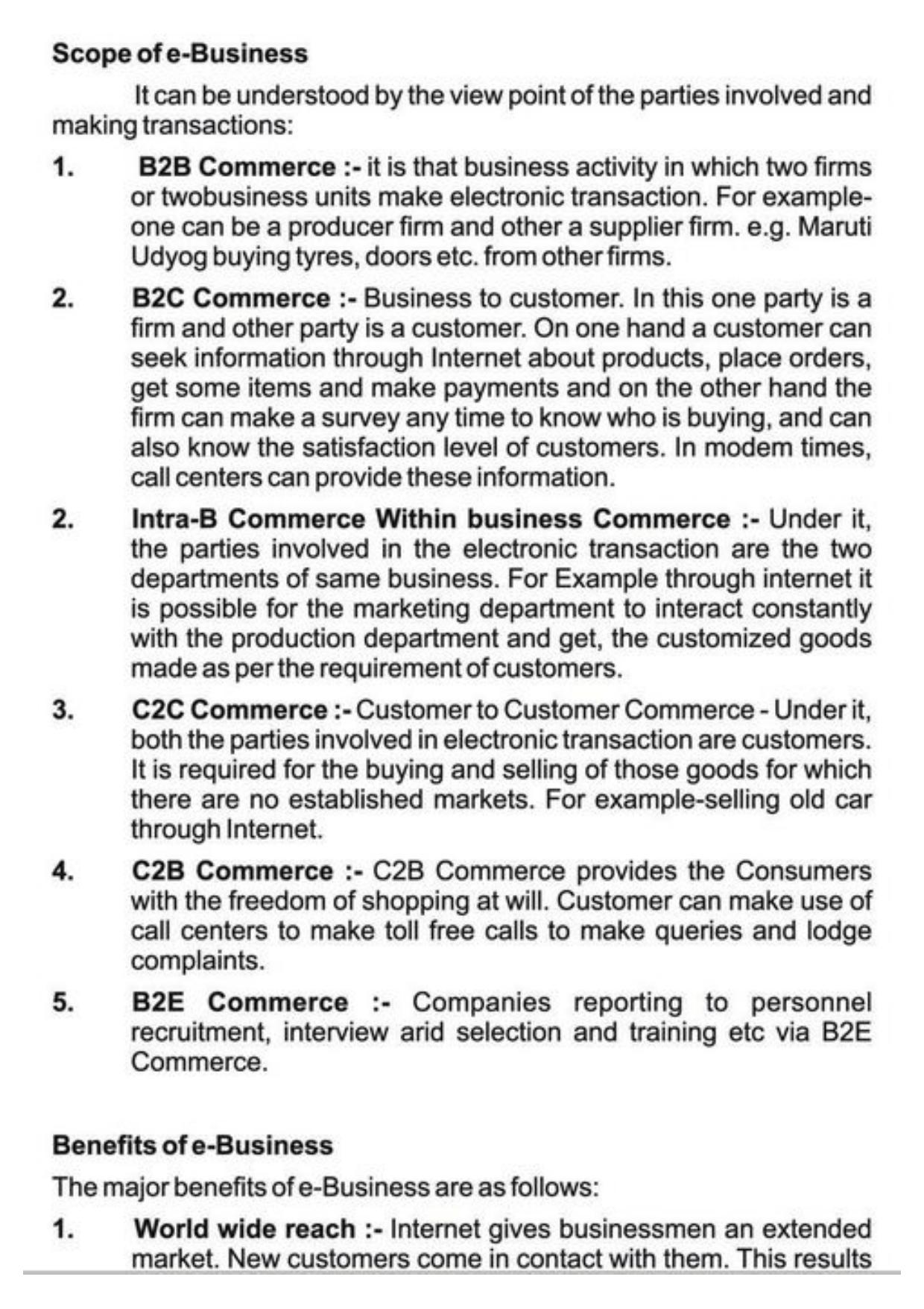 Class 11 Notes, Question & Practice Paper - Business Studies (Topic 5 : Emerging Modes of Business) - Page 3