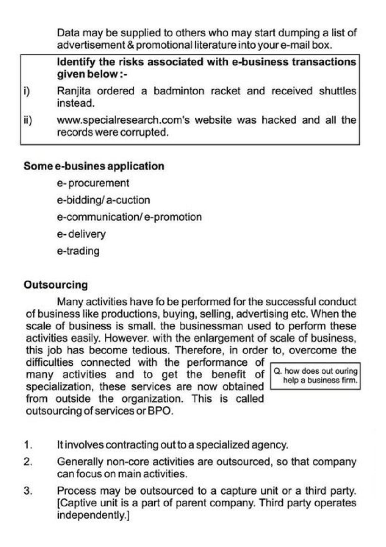 Class 11 Notes, Question & Practice Paper - Business Studies (Topic 5 : Emerging Modes of Business) - Page 8