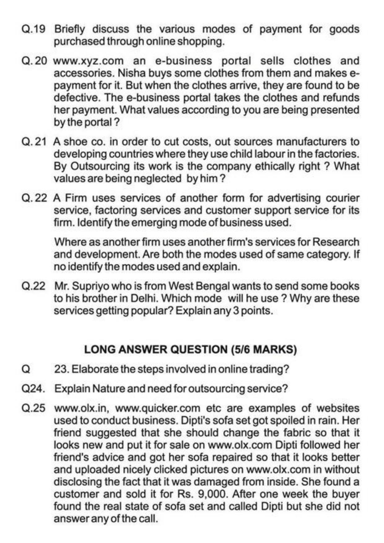 Class 11 Notes, Question & Practice Paper - Business Studies (Topic 5 : Emerging Modes of Business) - Page 14