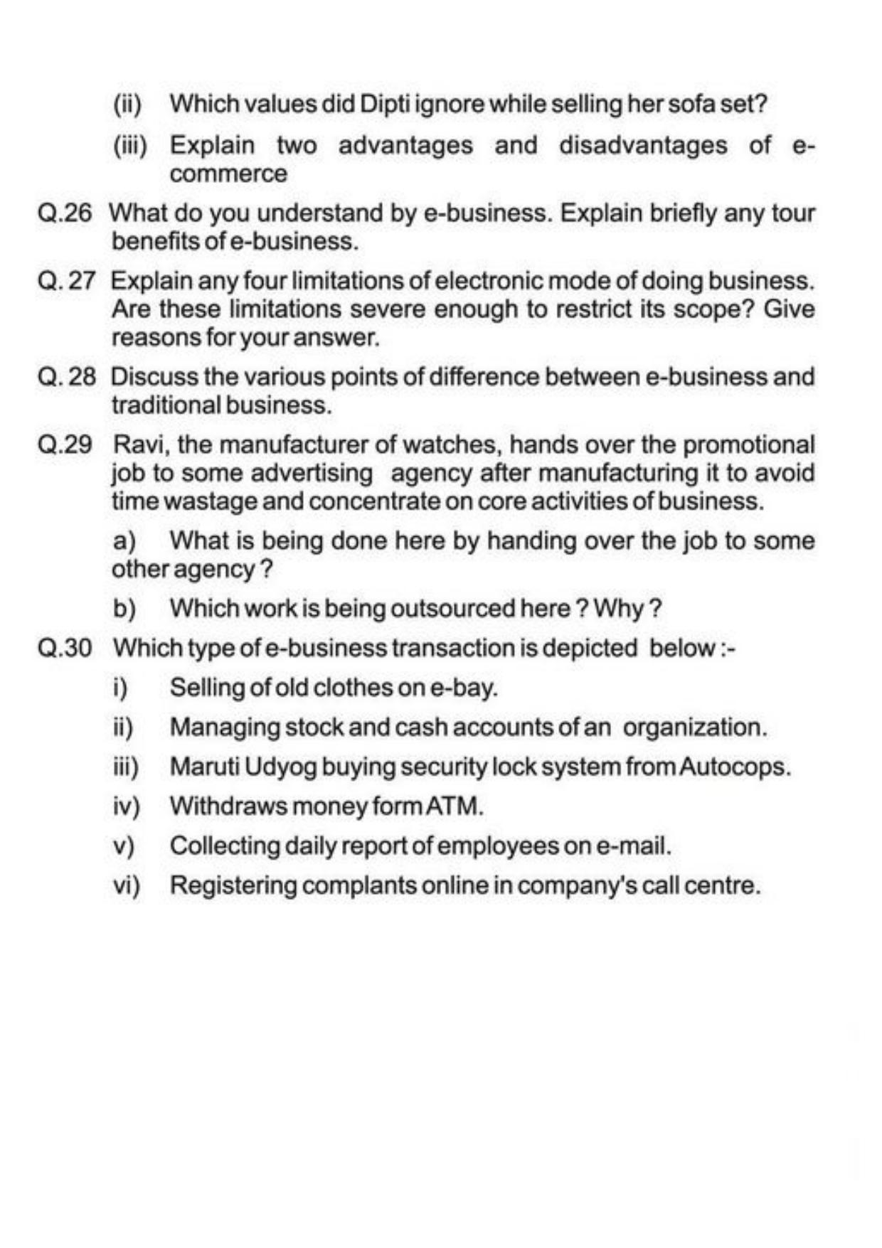 Class 11 Notes, Question & Practice Paper - Business Studies (Topic 5 : Emerging Modes of Business) - Page 15