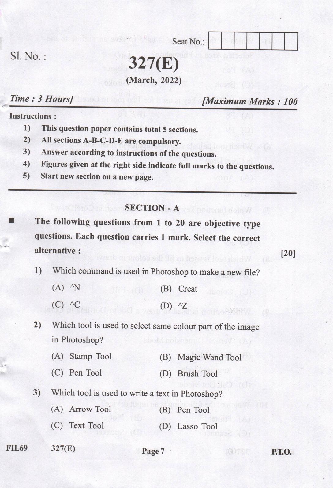 Gujarat Board Class 12th Question Paper 2022: Computer Application - Page 7