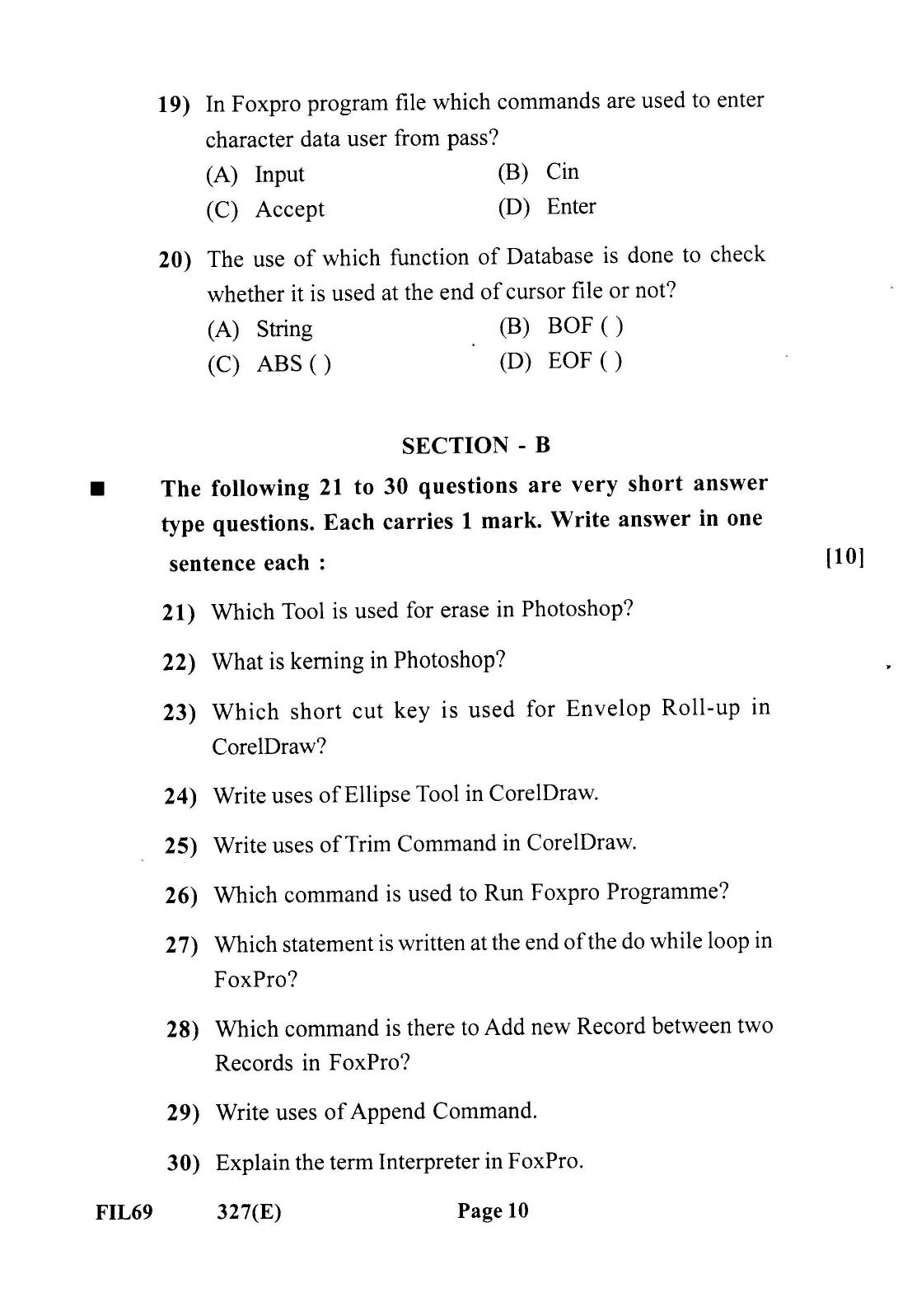 Gujarat Board Class 12th Question Paper 2022: Computer Application - Page 10