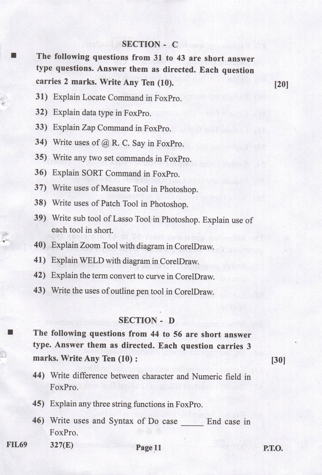 Gujarat Board Class 12th Question Paper 2022: Computer Application - Page 11