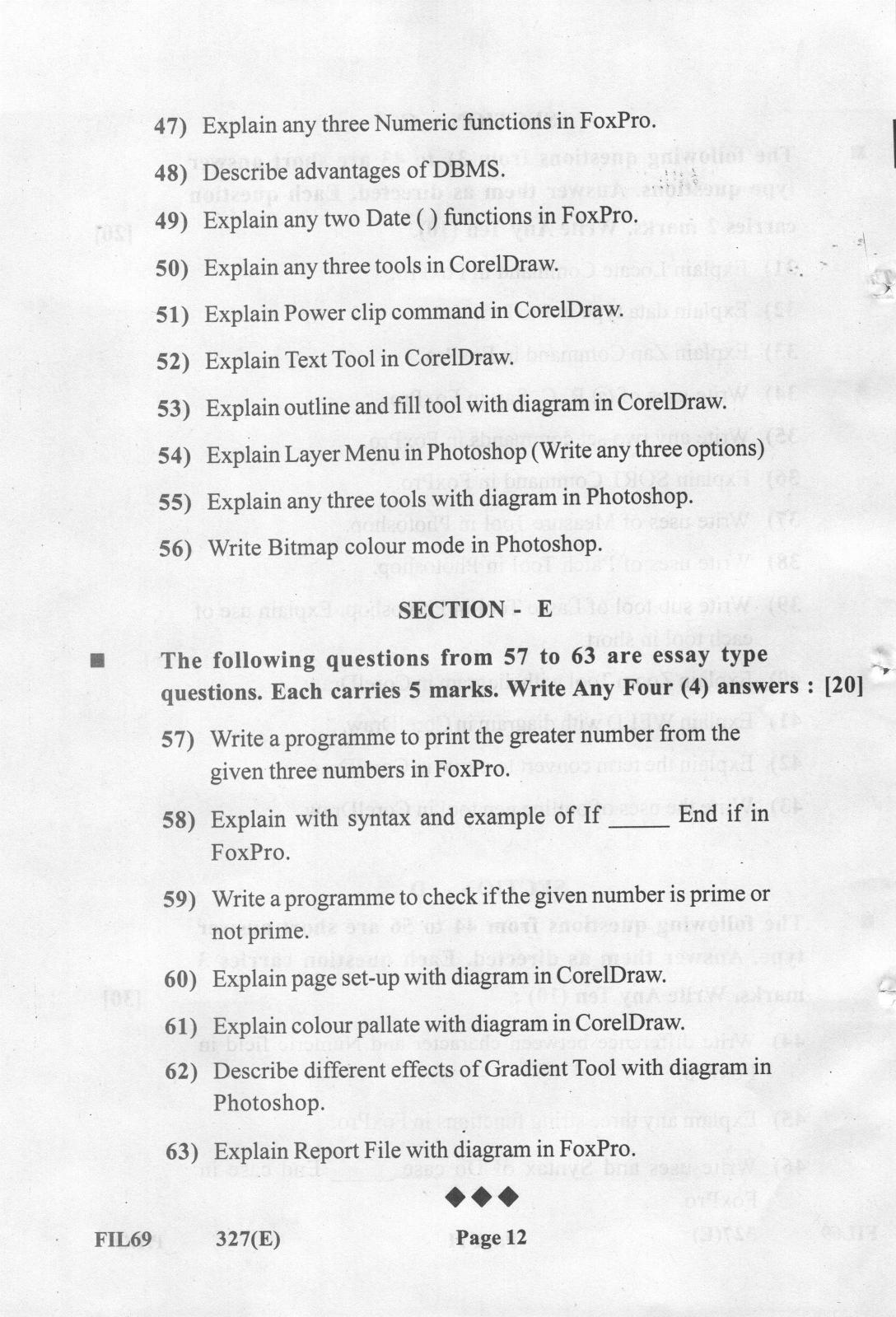 Gujarat Board Class 12th Question Paper 2022: Computer Application - Page 12