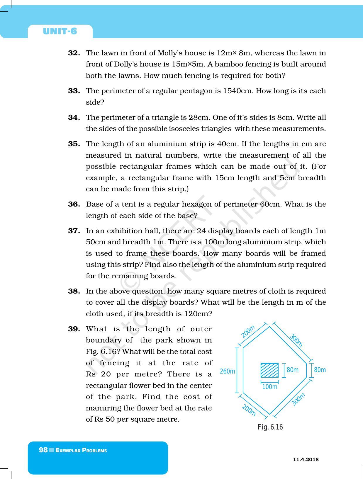 NCERT Exemplar Book for Class 6 Maths: Chapter 6-Mensuration - Page 10