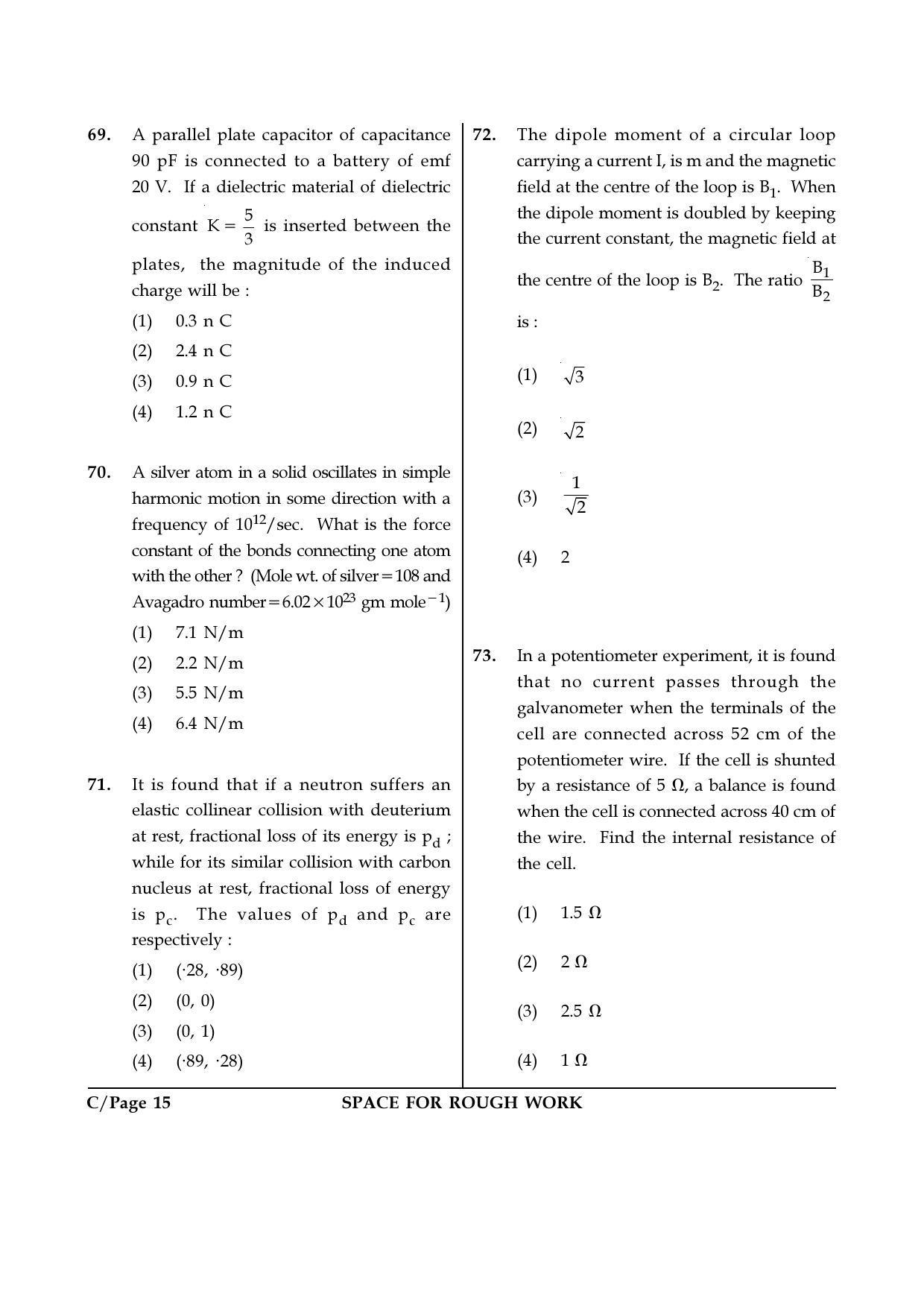 JEE Main 2018 Offline Question Paper: Set C - Page 15