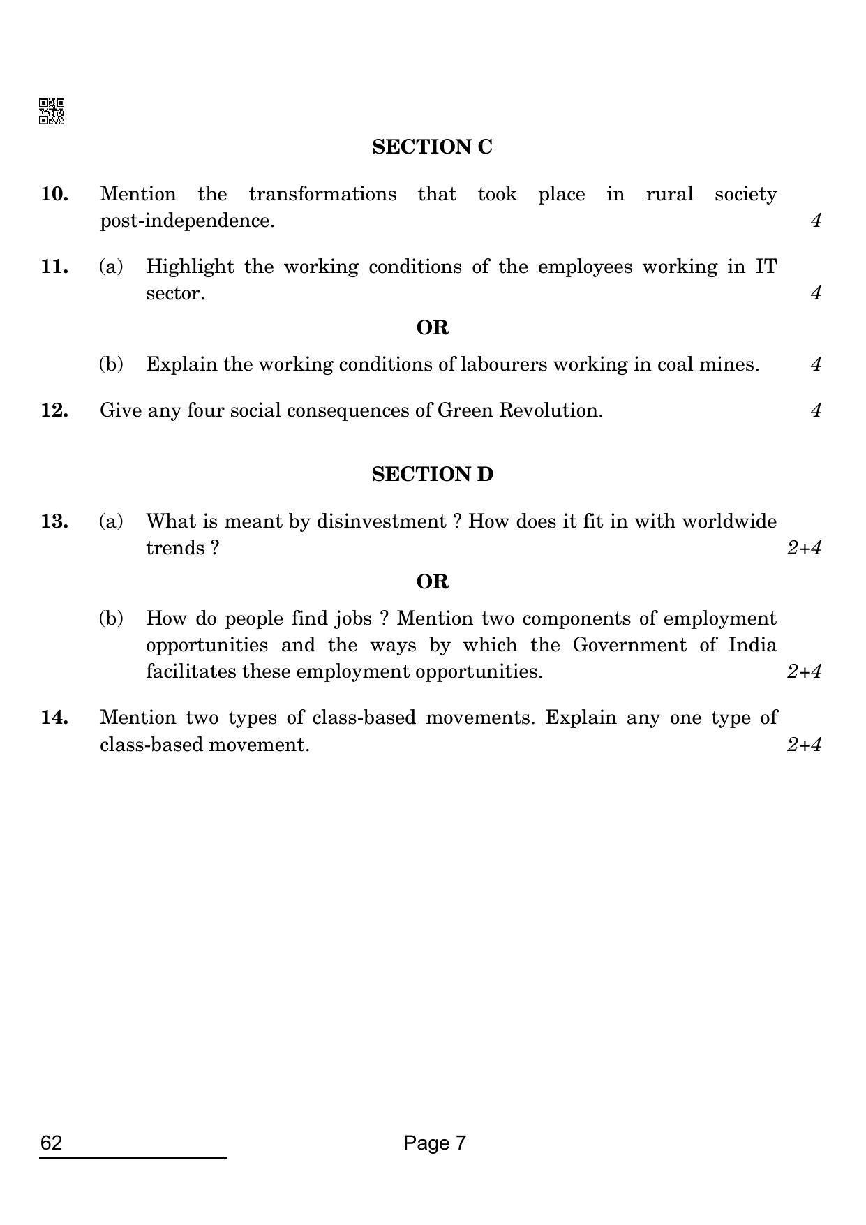 CBSE Class 12 62 Sociology 2022 Compartment Question Paper - Page 7